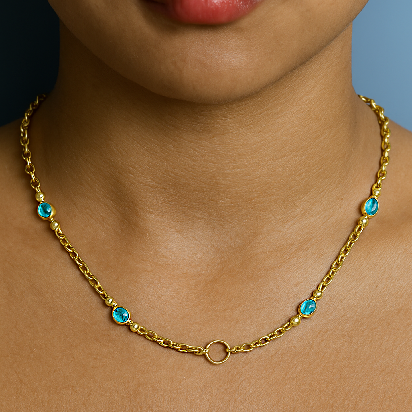 Turquoise Gemstone Gold Necklace