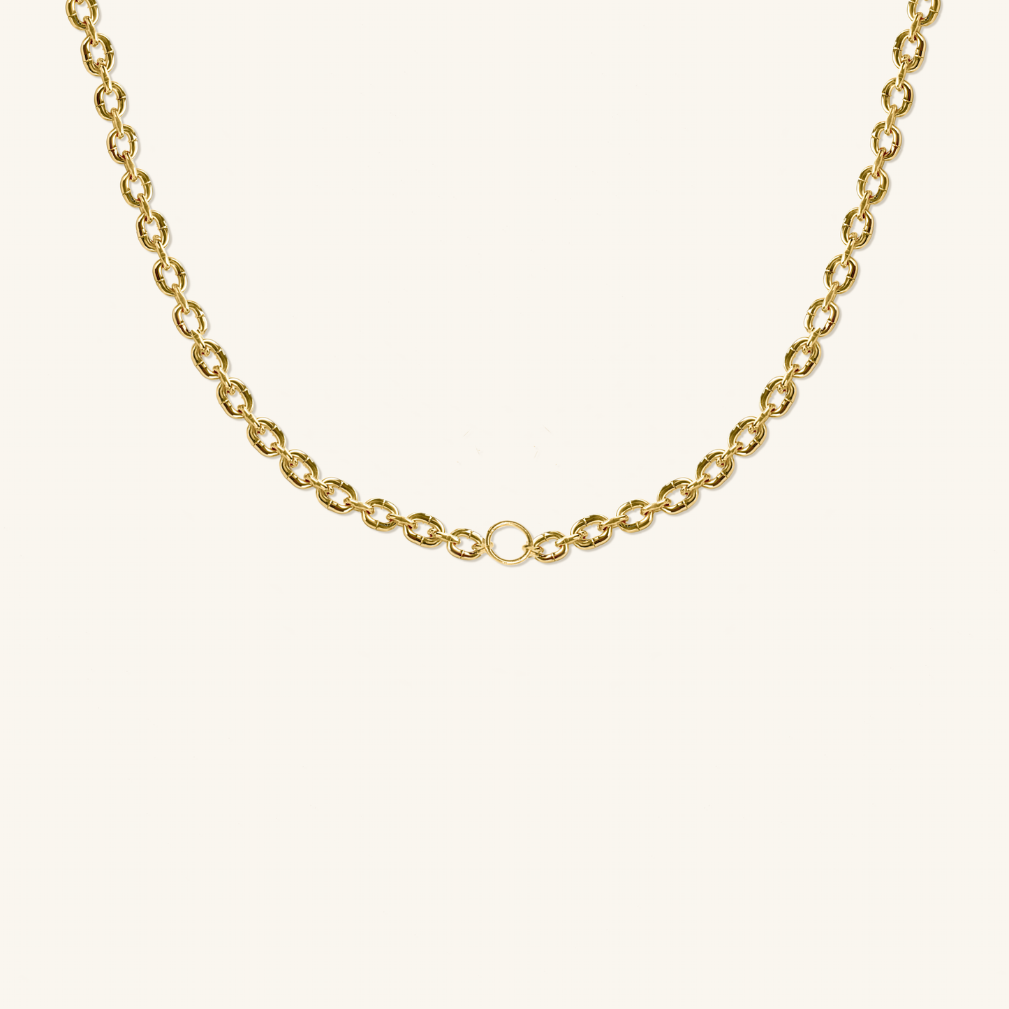 Custom Gold Cable Chain Charm Necklace. Adjustable length : 18" - 22"