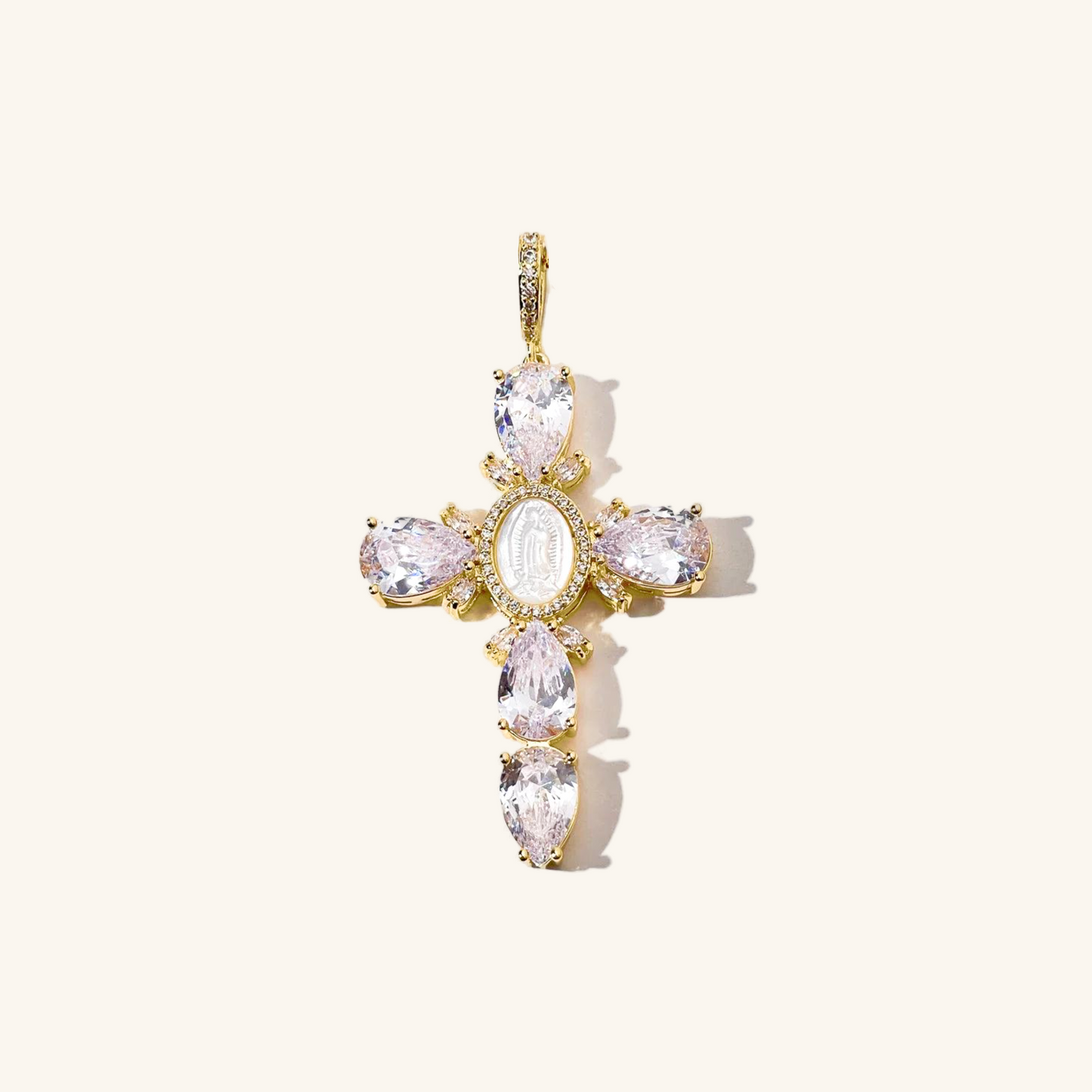 Halo Pearl Chunky Cross necklace