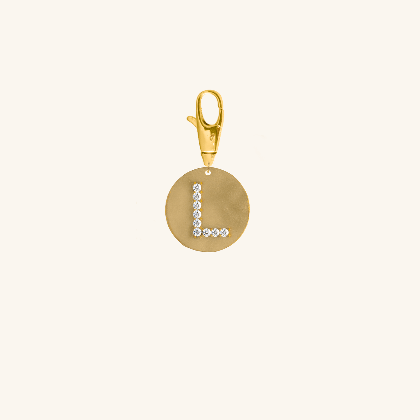 Gold Diamond Initial Medallion Coin Pendant