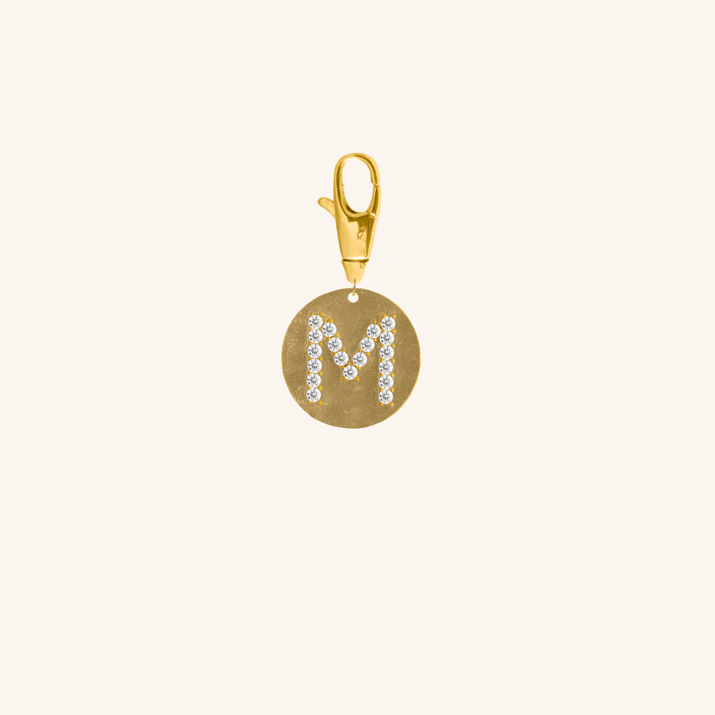 Gold Diamond Initial Medallion Coin Pendant