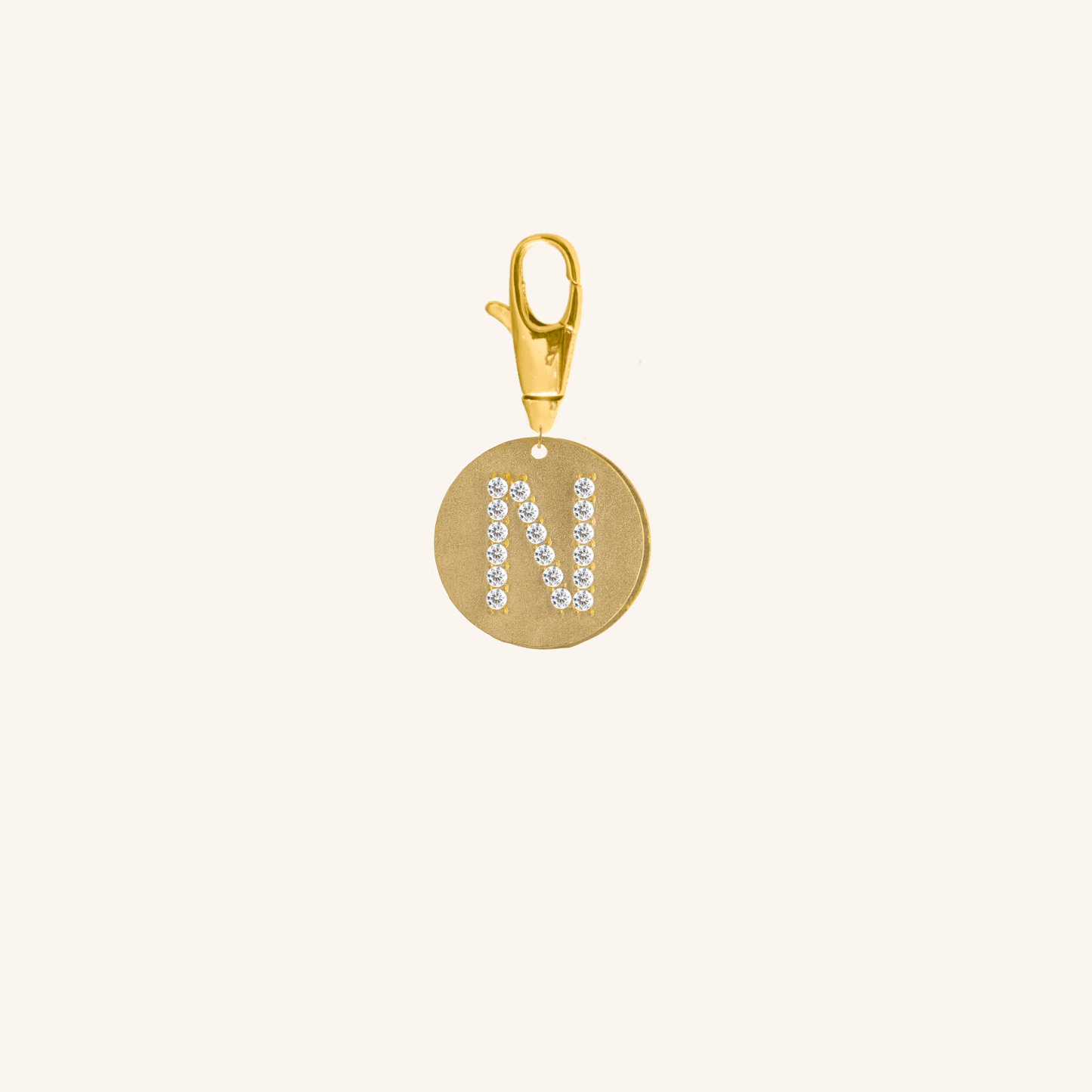 Gold Diamond Initial Medallion Coin Pendant