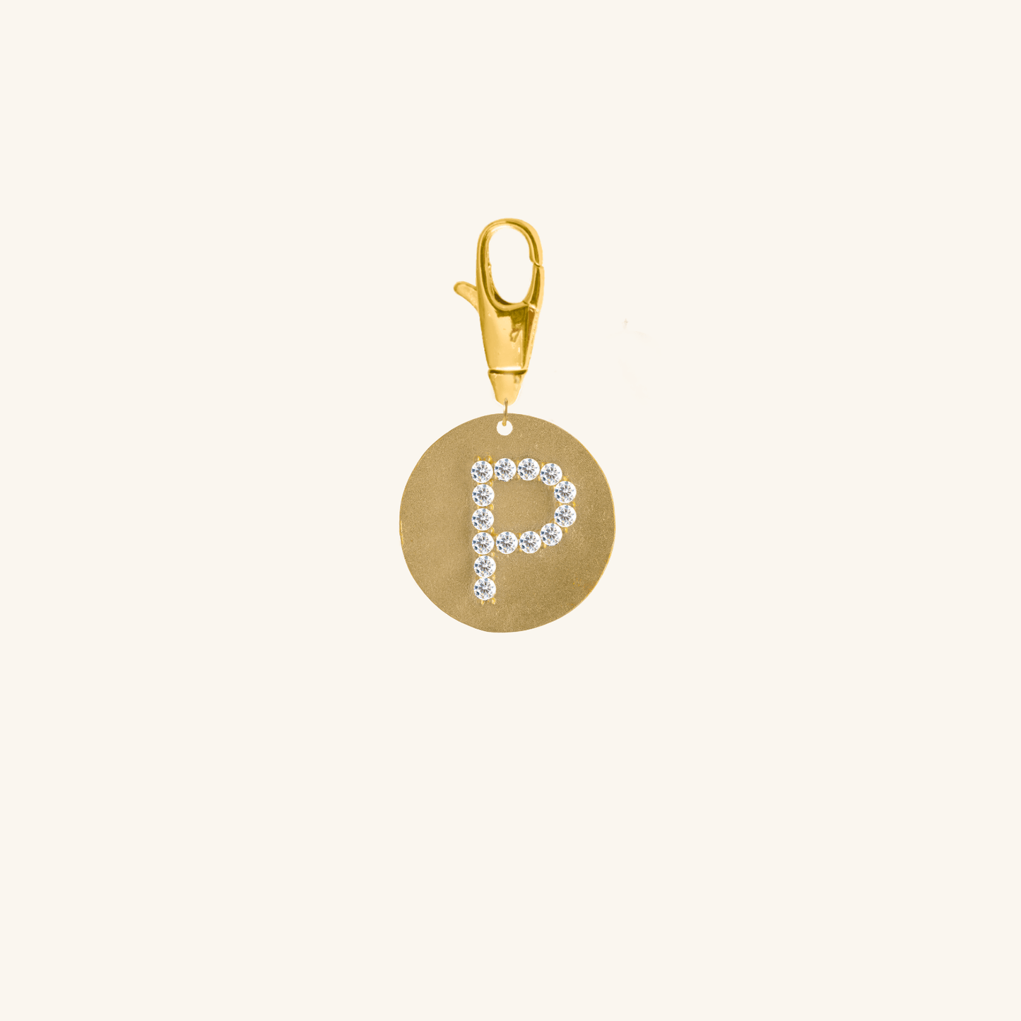 Gold Diamond Initial Medallion Coin Pendant