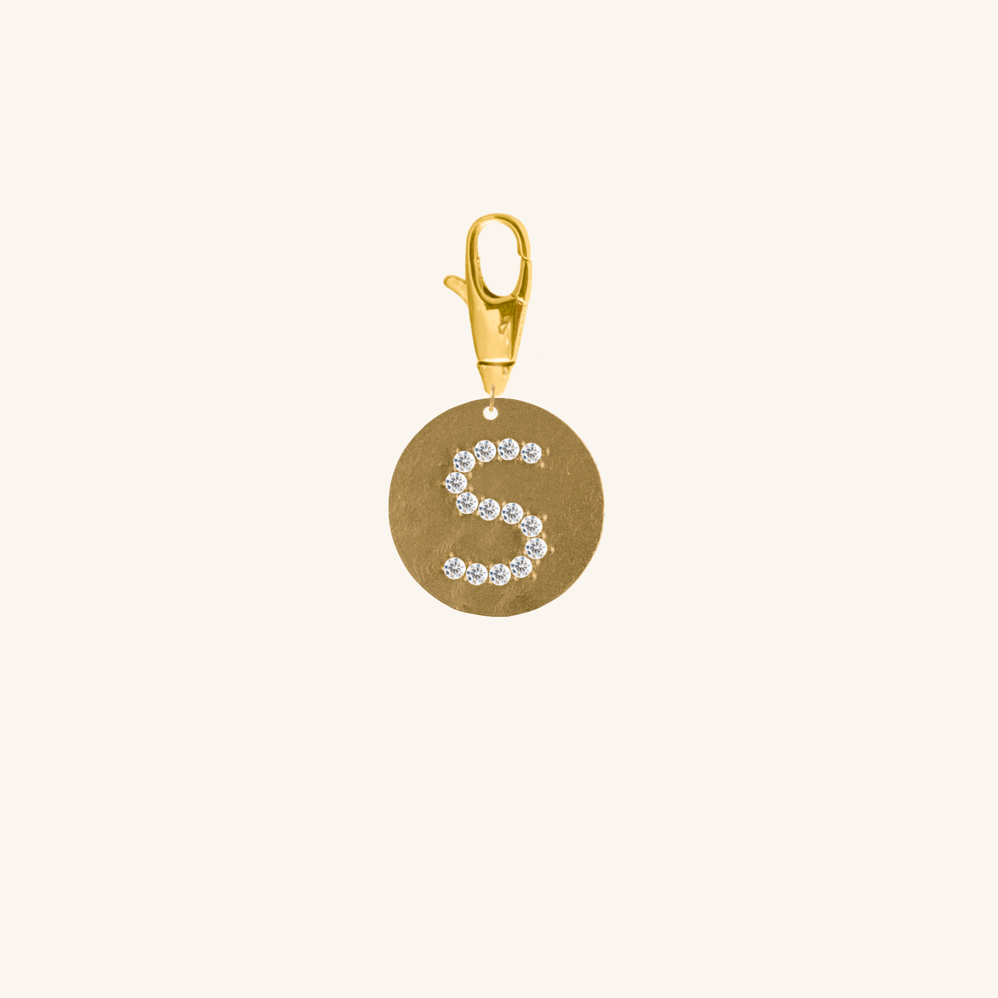 Gold Diamond Initial Medallion Coin Pendant