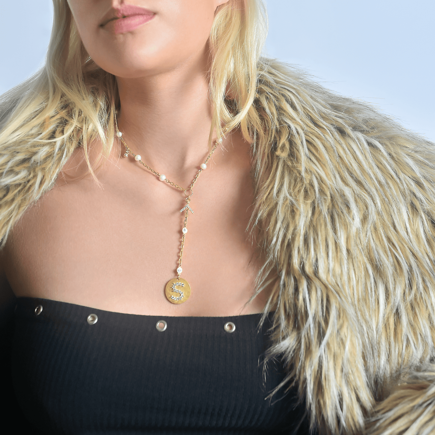 Gold Coin Initial Pendant - S