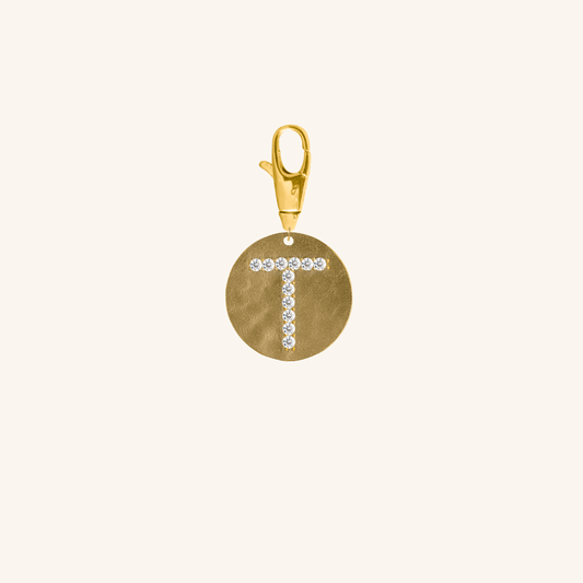 Gold Coin Initial Pendant - T