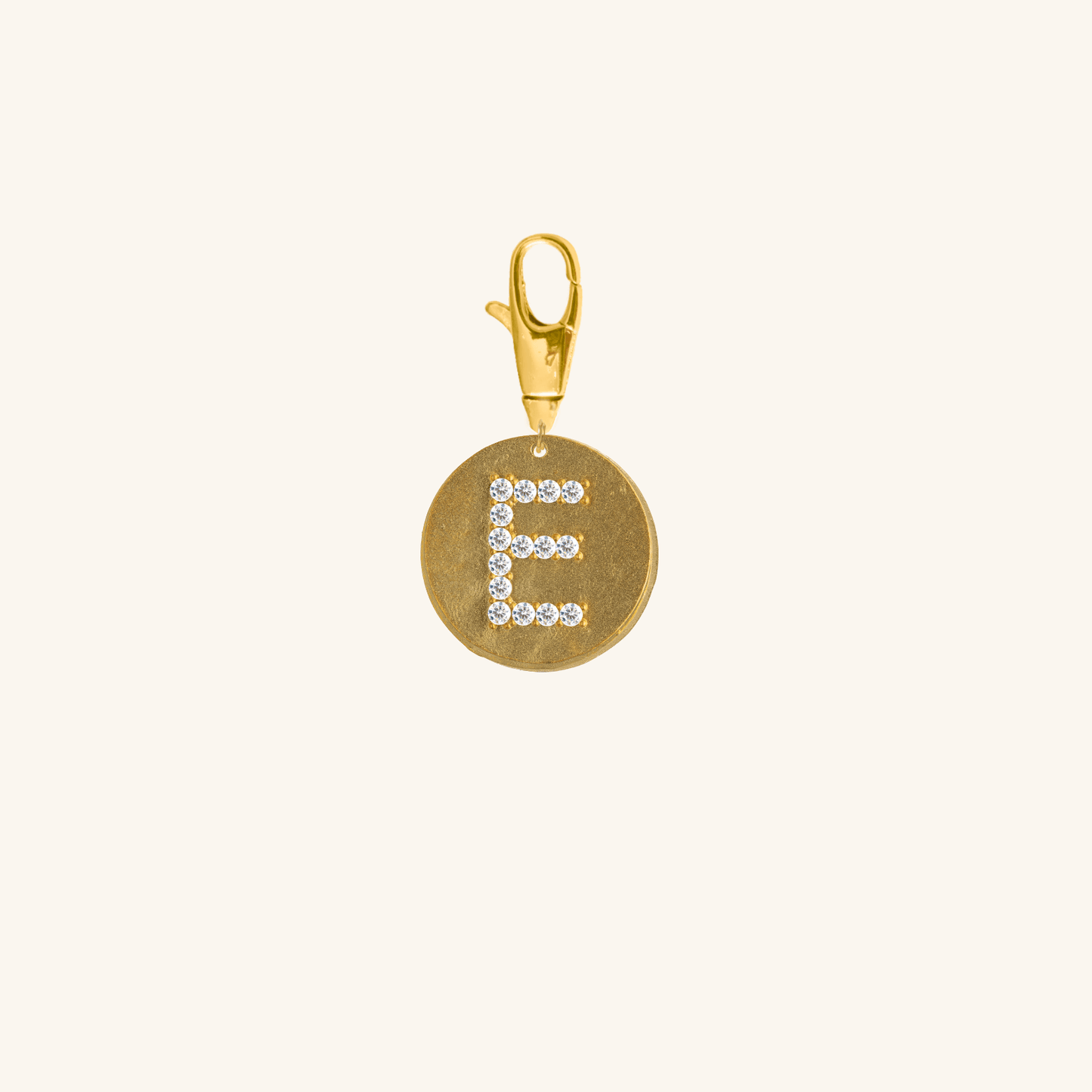 Gold Diamond Initial Medallion Coin Pendant