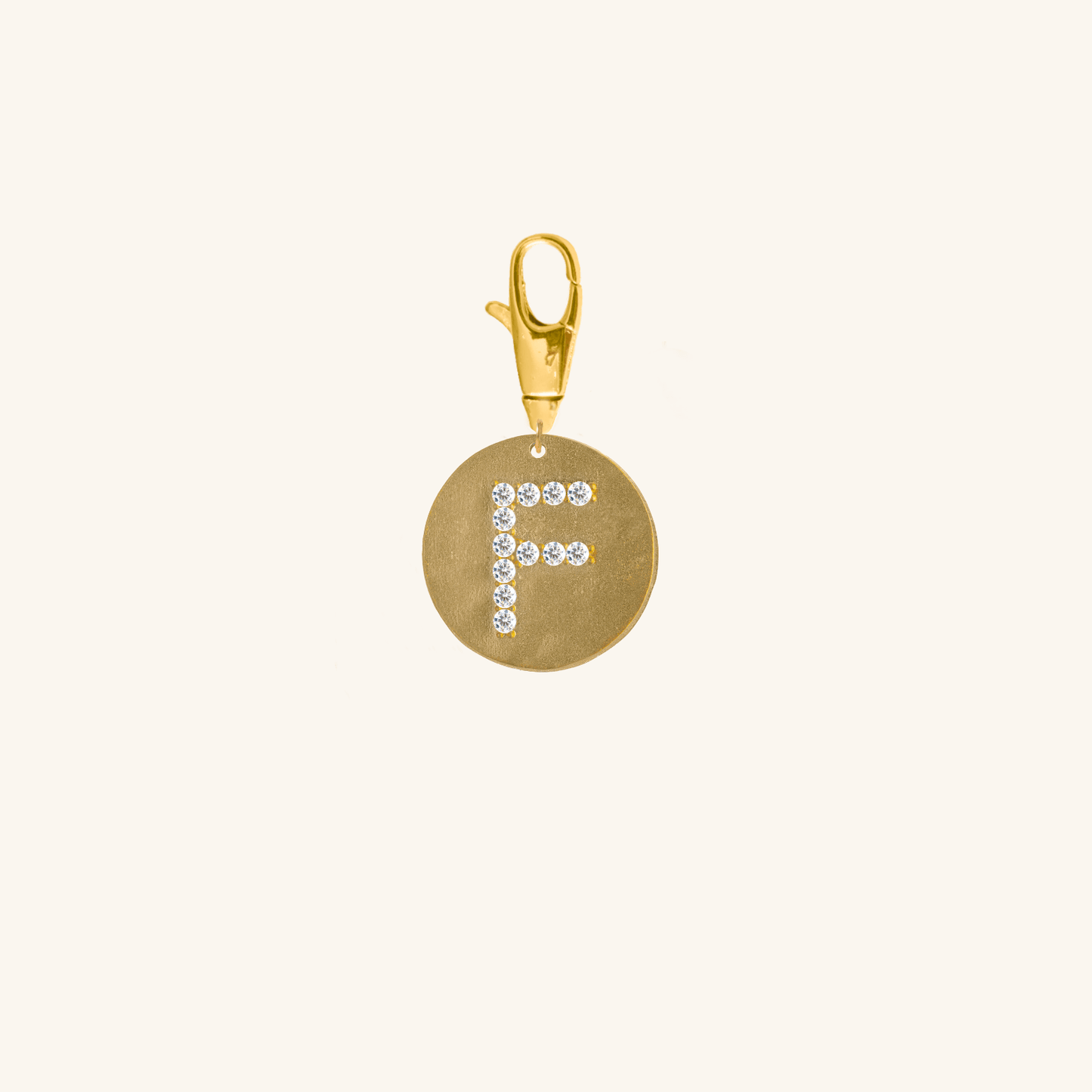 Gold Diamond Initial Medallion Coin Pendant