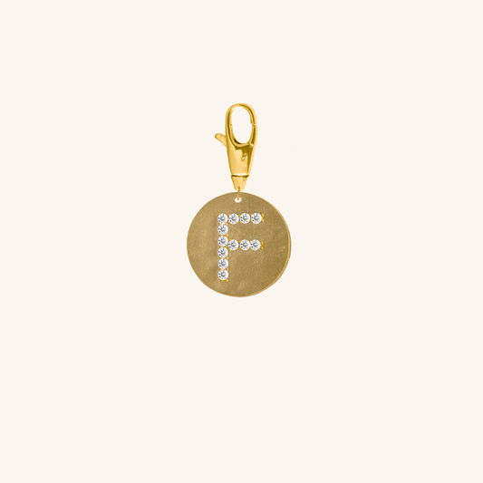 Gold Coin Initial Pendant - F