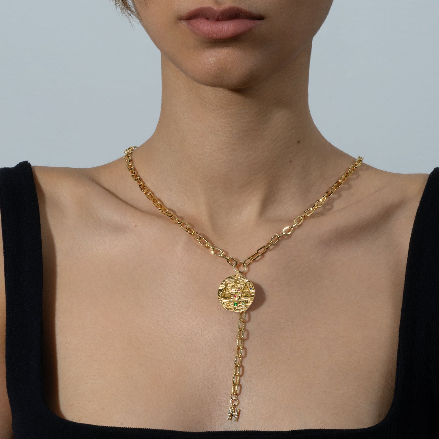 Libra Micro Páve Zodiac Pendant