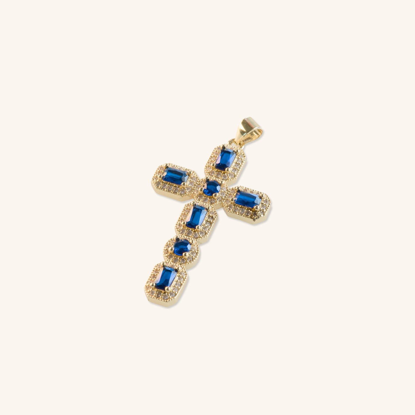 Micro Páve navy cross pendant