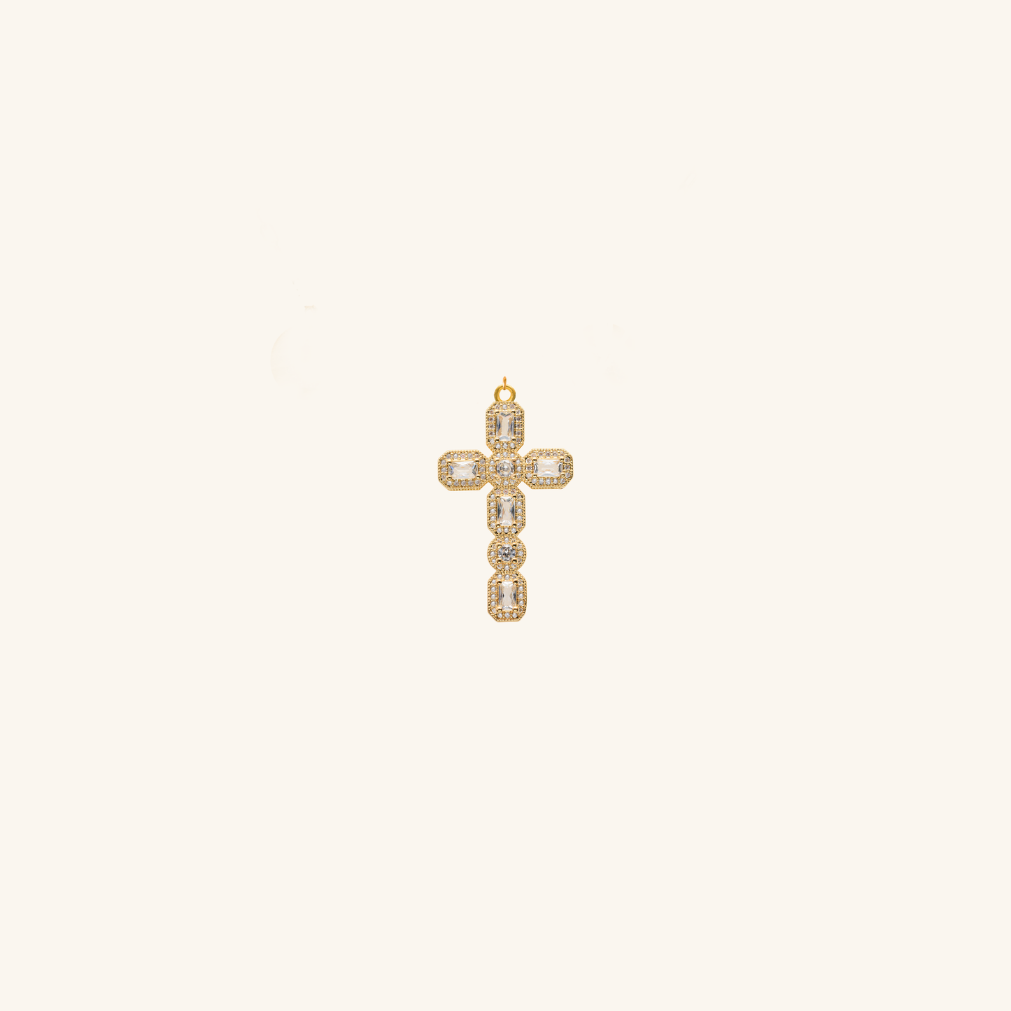 Micro Páve white stone cross pendant