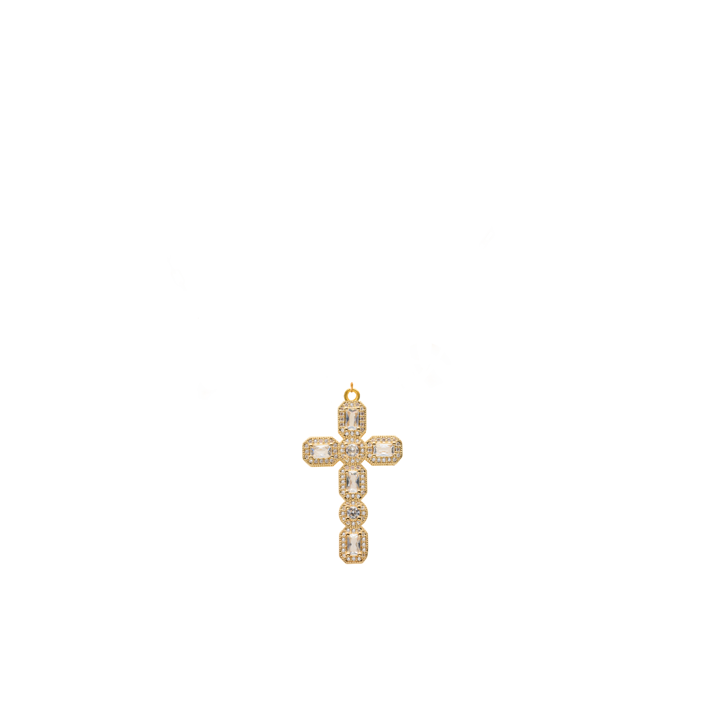 Micro Páve white stone cross pendant