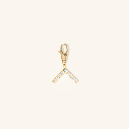 White V wishbone Charm