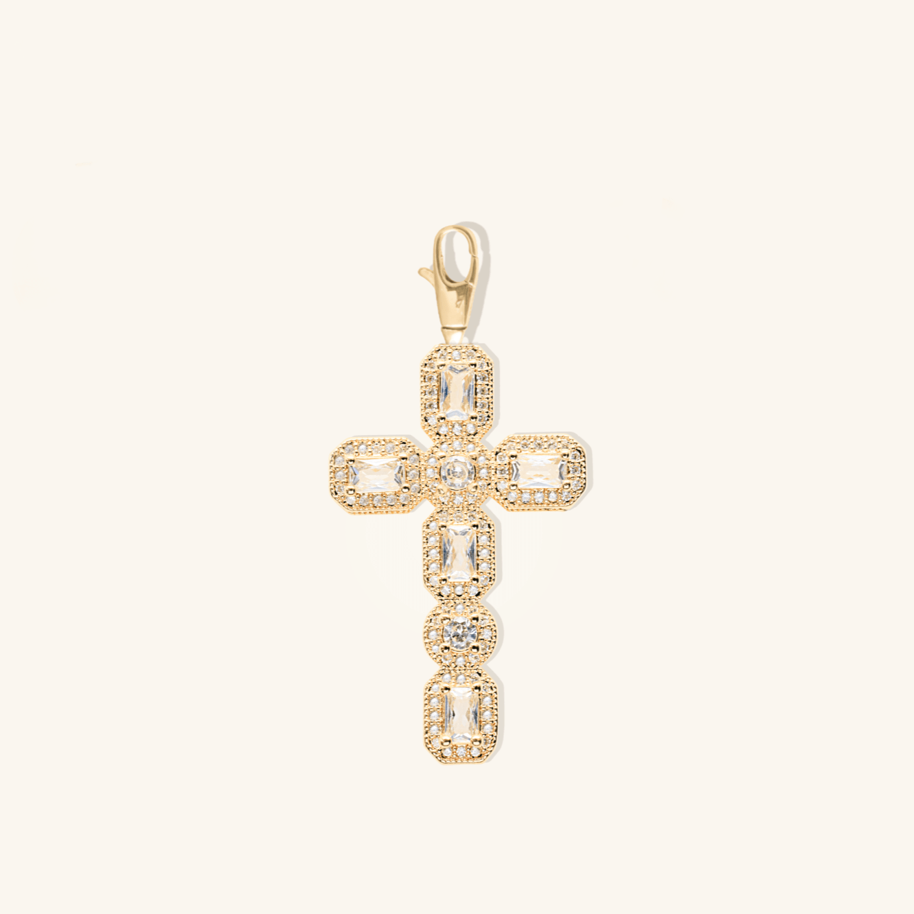 Micro Páve white stone cross pendant