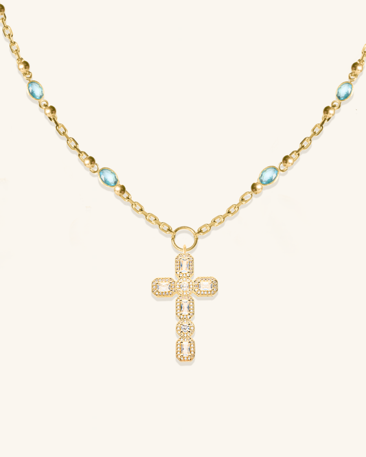 Gia Initial Gold Cross Necklace