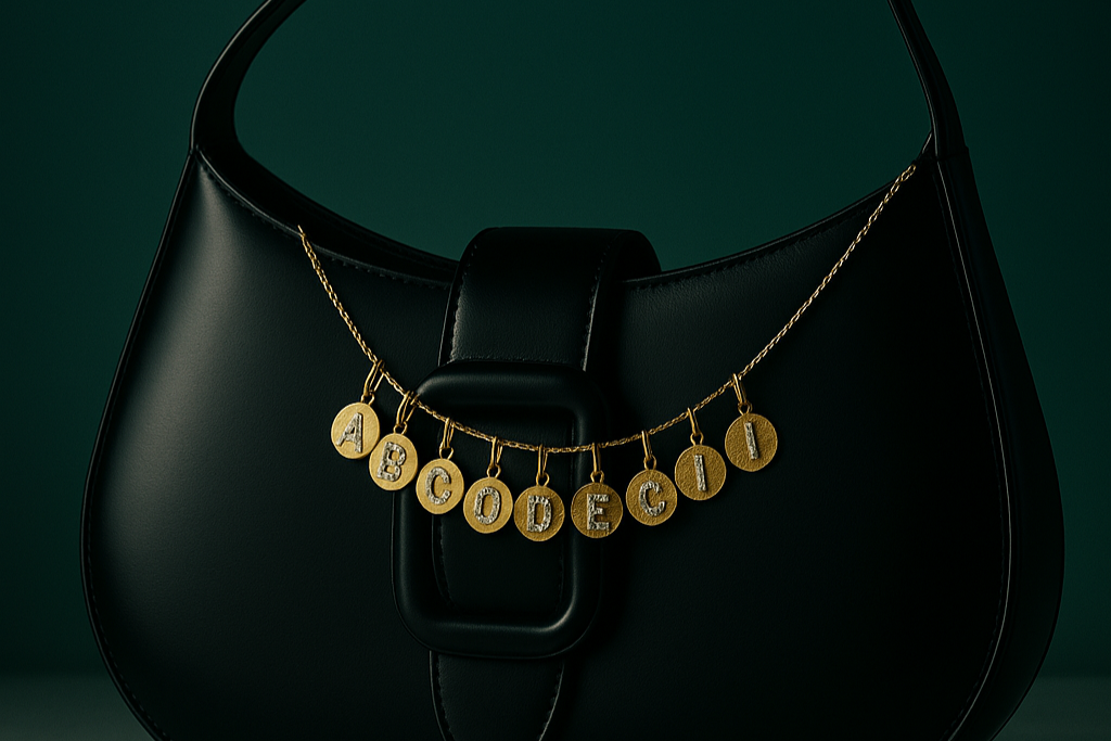 Gold Diamond Initial Medallion Coin Pendant