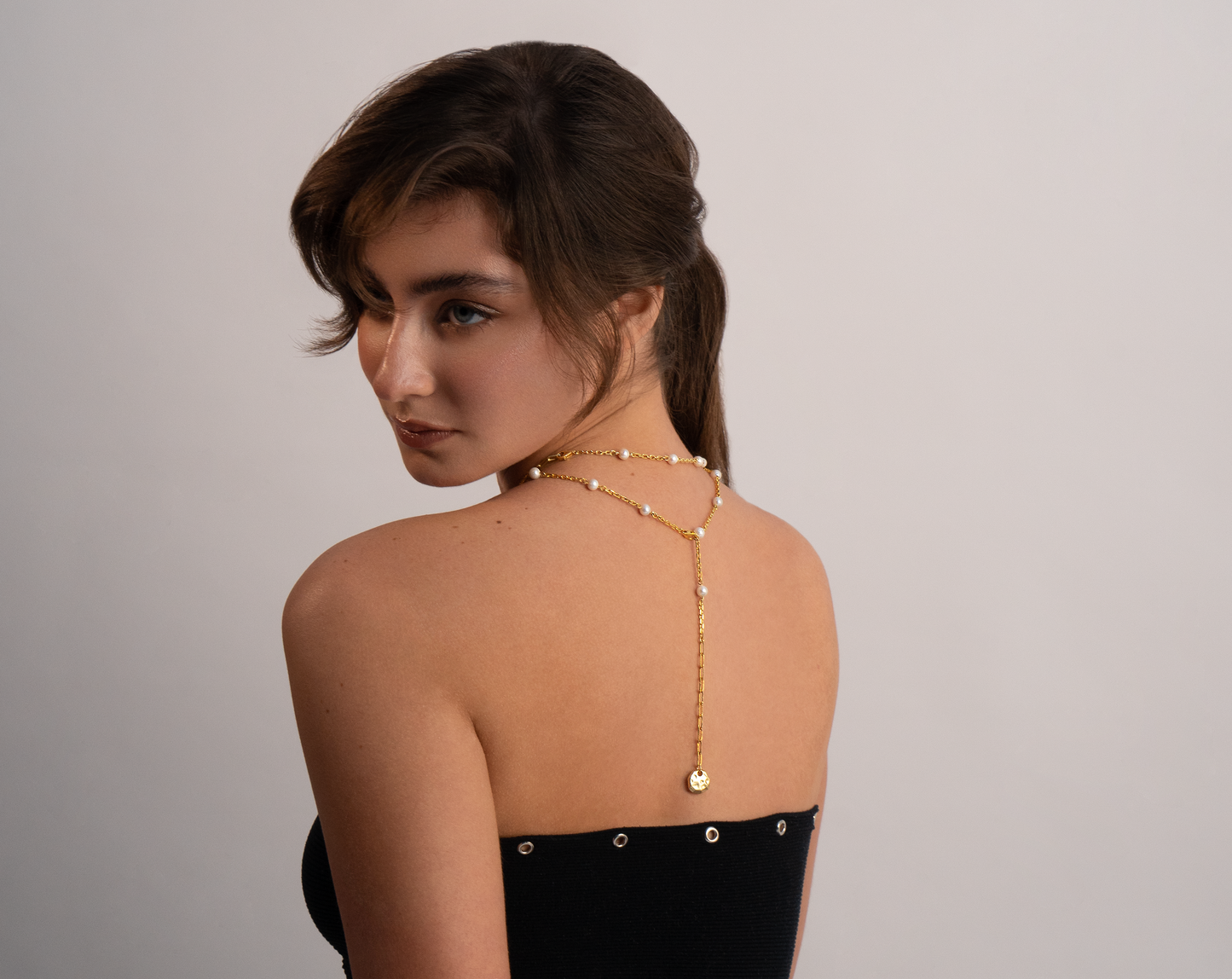 Aqua Gemstone Chain,  Axel chunky gold chain  and Jade Pearl Lariat Necklace Layering set