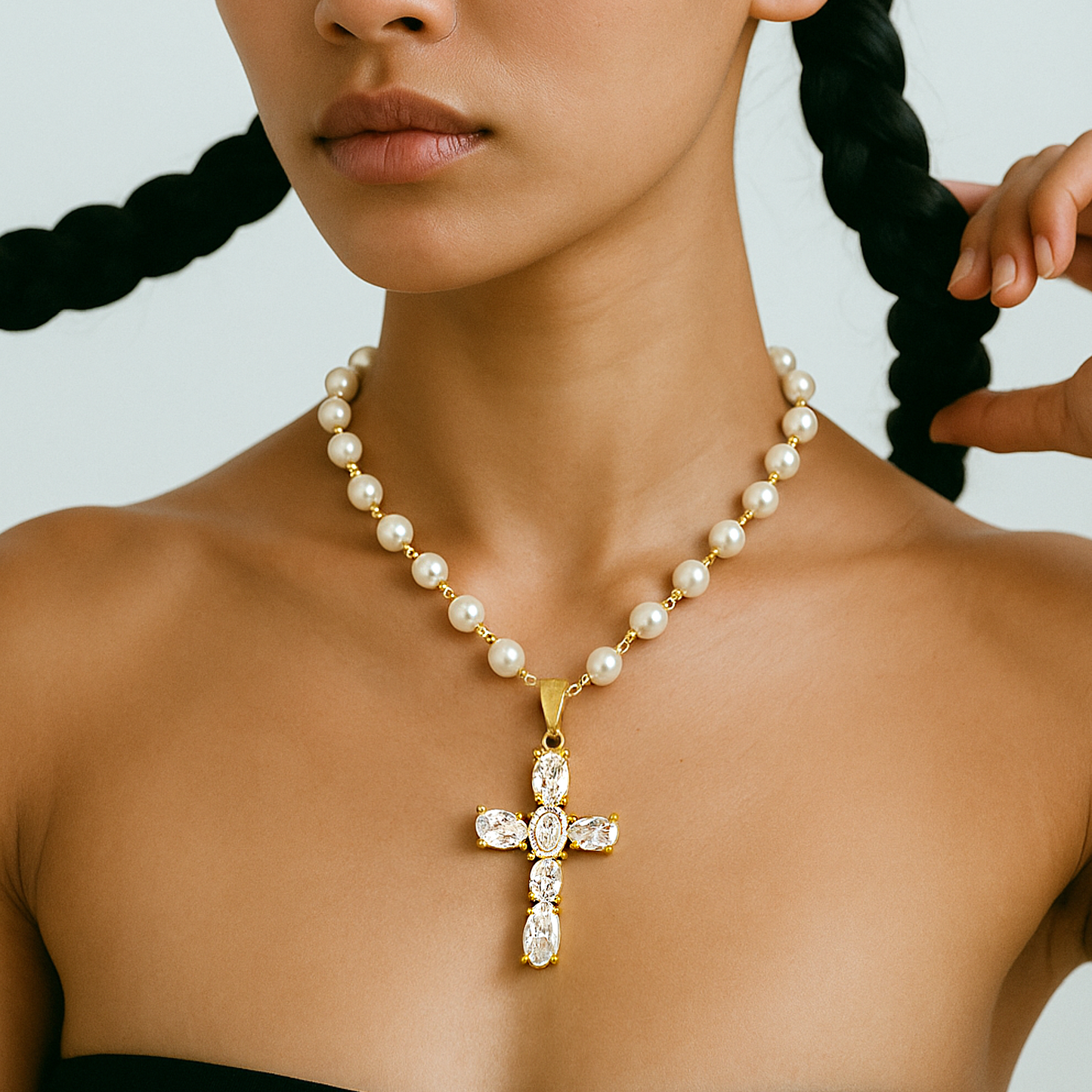 HALO Pearl Cross necklace