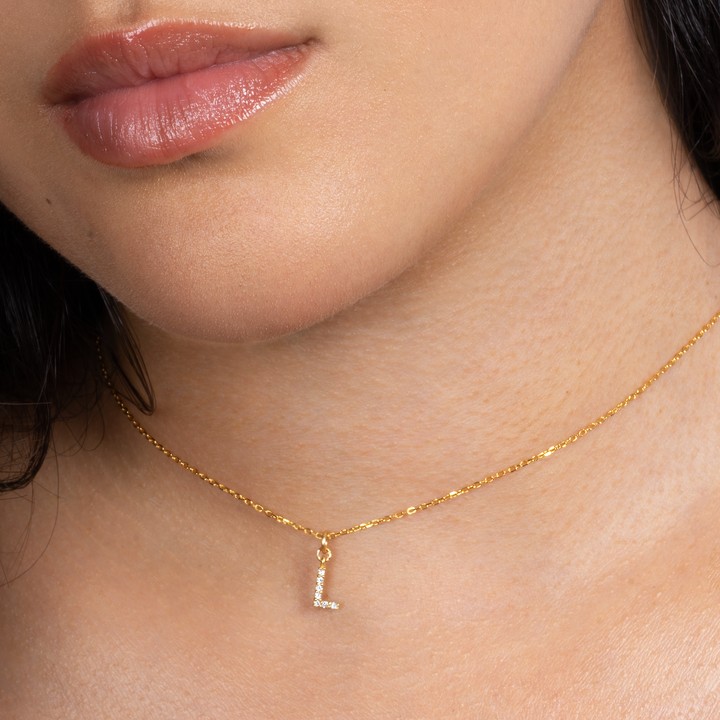 Diamond Gold Initial Charm