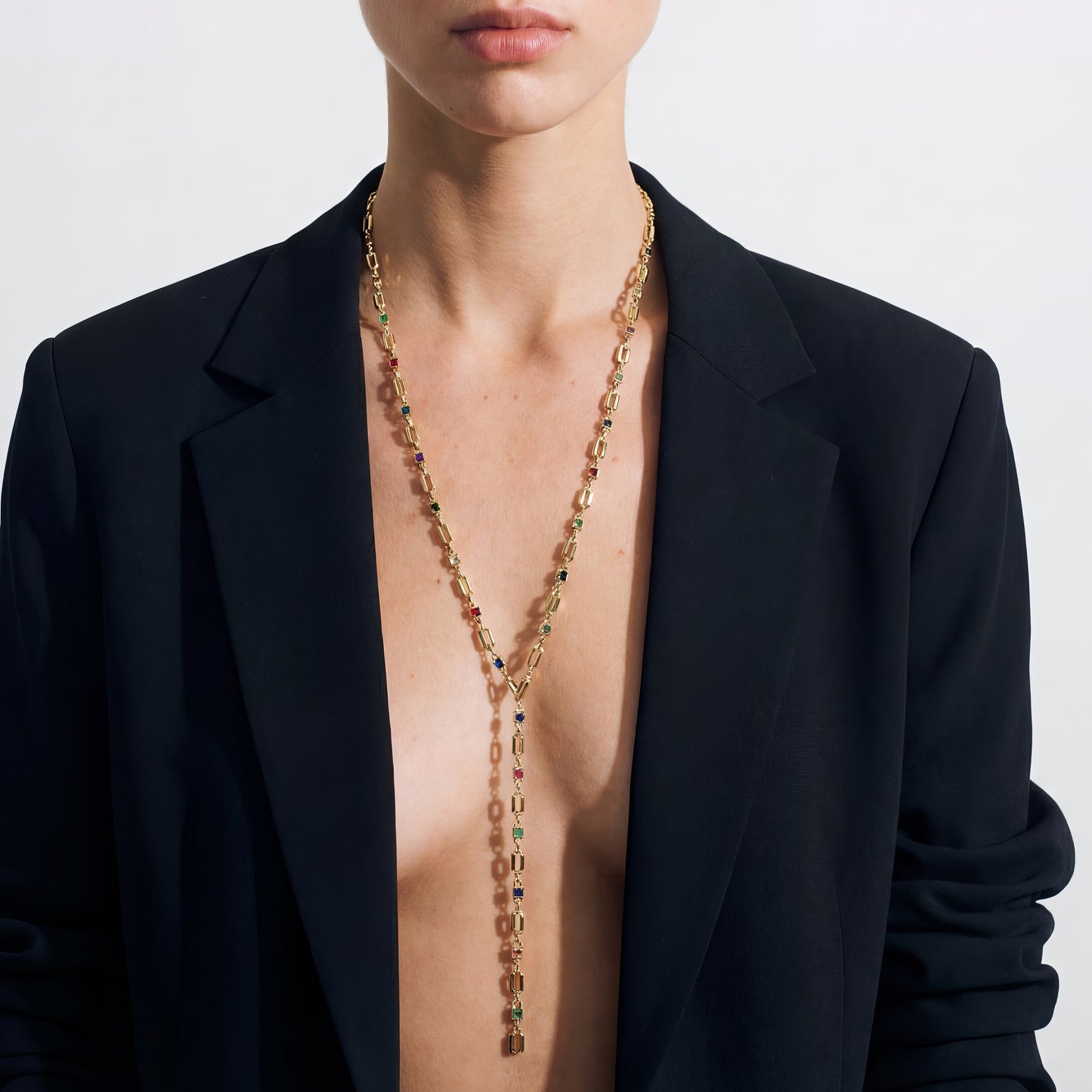 3-in-1 multicolor gemstone gold necklace